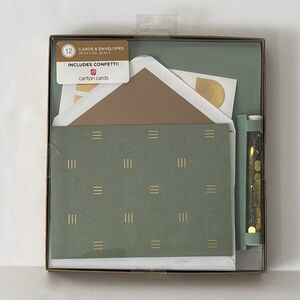 Calton Cards Box Set of Blank 12 Cards & Envelops with Foil Seals and Confetti